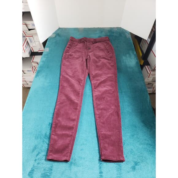 American Eagle Jeans Size 2 Womens Red Corduroy Pants Ladies High Rise Jegging - Picture 1 of 14
